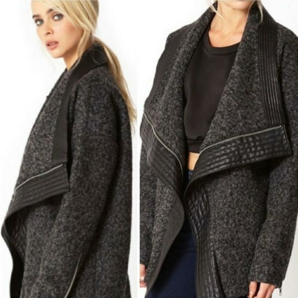 Forever 21 Jackets & Blazers - NWT Forever 21 Boucle Zip Coat Faux Leather